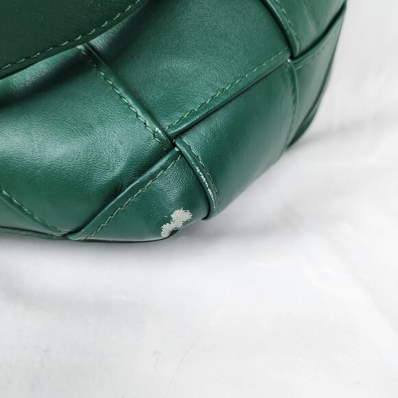 Pulicati Kelly Green Genuine Woven Italian Leather Satchel Tote Laptop Bag - Picture 12 of 12